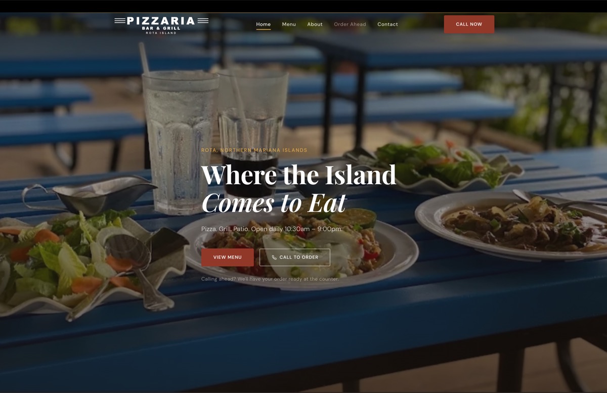 Rota Pizzaria website screenshot
